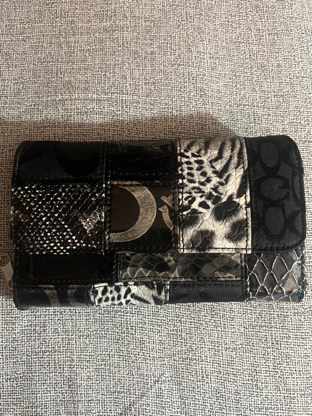 Patchwork Black & Silver Women's Wallet